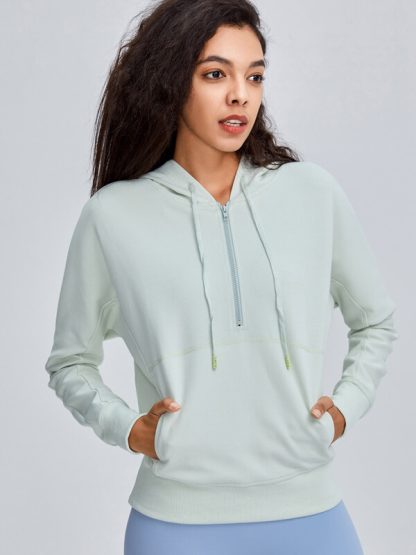 Custom women sports hoodies comfortable thin with pockets sweatshirt