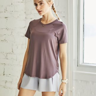 Custom women sports t shirts raglan sleeve round neck loose gym weay