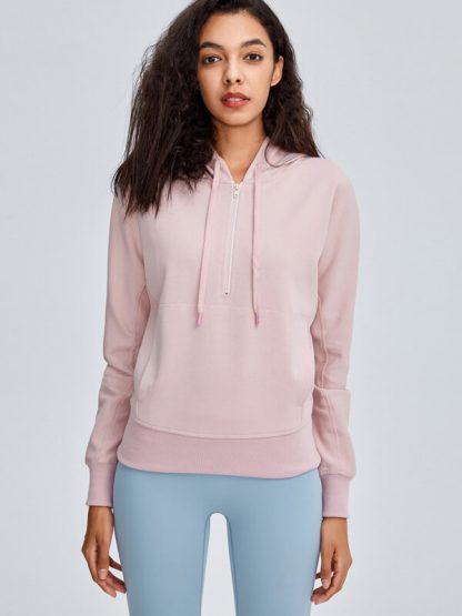 Custom women sports hoodies comfortable thin with pockets sweatshirt - Image 4