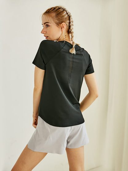 Custom women sports t shirts raglan sleeve round neck loose gym weay - Image 5