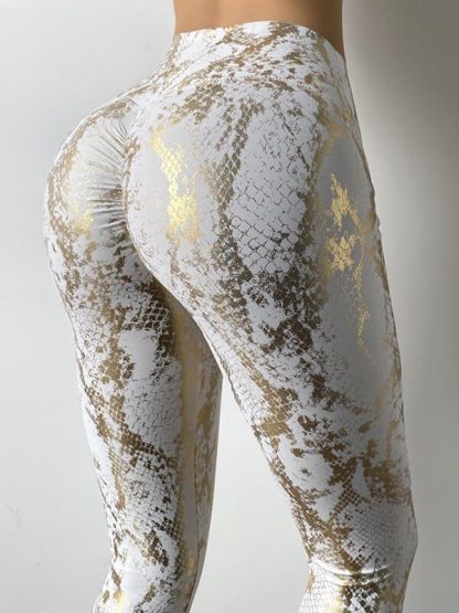 Custom women's print yoga pants snakeskin Bronzing High Waist legging pants - Image 2