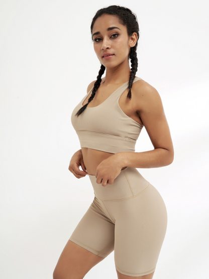 custom womens gym wear breathable ribbed yoga clothes set