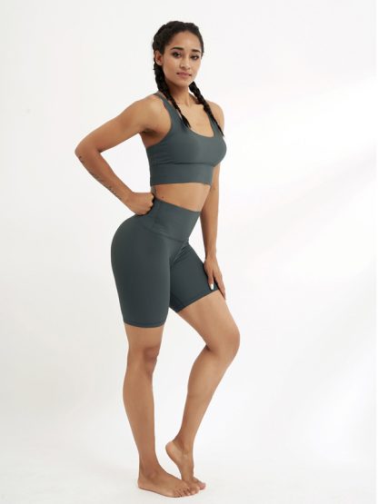 custom womens gym wear breathable ribbed yoga clothes set - Image 5