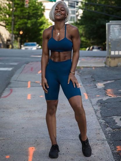 custom womens gym wear breathable ribbed yoga clothes set - Image 7