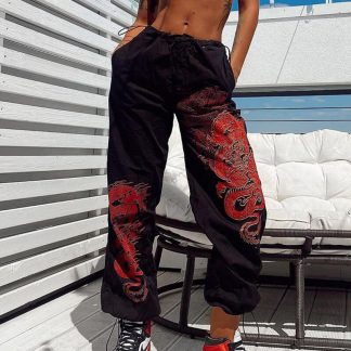 Custom womens printed jogger pants baggy casual track pants
