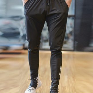 Custom workout pants with pockets quick-drying black track jogger pants