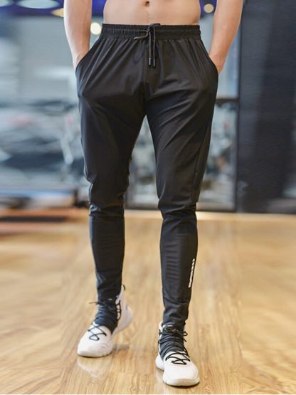 Custom workout pants with pockets quick-drying black track jogger pants