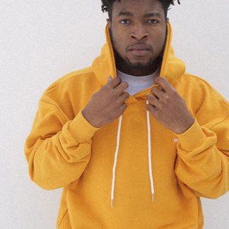 Custom yellow sweatshirt mens baggy drawstring hooded sweater