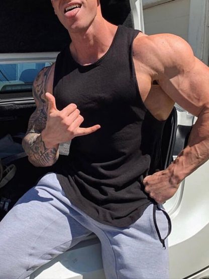 Custom Workout Tank tops Mens Singlets Wholesale Plain Blank Custom Logo - Image 3