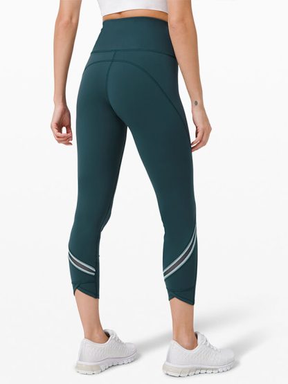Custom yoga leggings womens mesh splicing gym high waisted yoga pants - Image 3