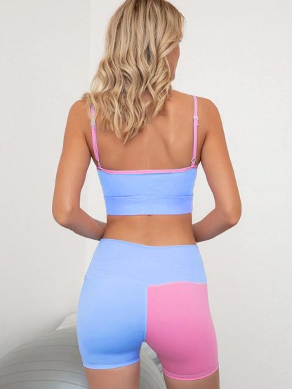 Buy gym clothes custom splicing sling sports bra and shorts set - Image 2