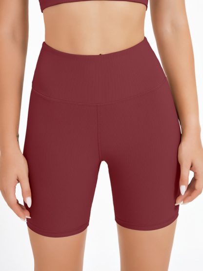Custom yoga shorts ribbed women's high waisted biker shorts