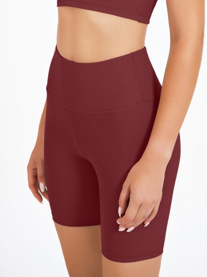 Custom yoga shorts ribbed women's high waisted biker shorts - Image 2