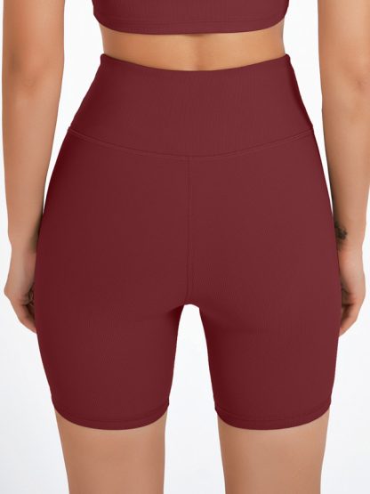 Custom yoga shorts ribbed women's high waisted biker shorts - Image 3