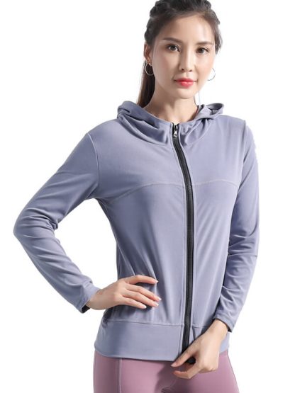 Customize your own sports jacket ladies zipper hooded fitness clothing - Image 3