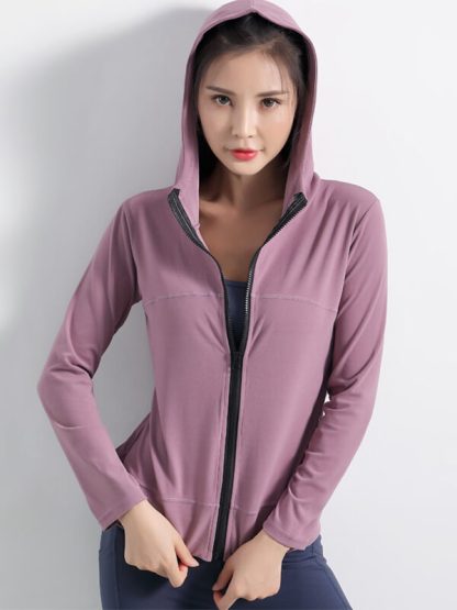 Customize your own sports jacket ladies zipper hooded fitness clothing - Image 4