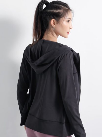 Customize your own sports jacket ladies zipper hooded fitness clothing - Image 5