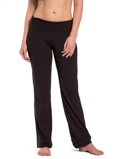 Customized fold over yoga pants baggy cotton plain yoga pants - Image 2