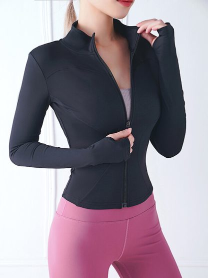 Cheap Custom Sports Jackets Black Full-Zip Fitness Wear