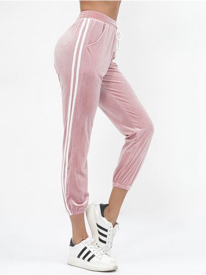 Dual striped track pants wholesale velvet jogger track pants - Image 3