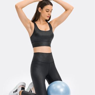 Customwomen gym wear best hot stamping activewear set