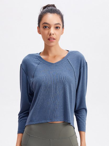 Cheap custom sports t shirts v-neck loose running top - Image 2