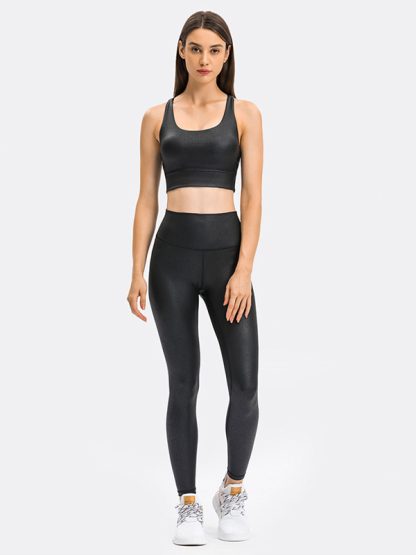 Customwomen gym wear best hot stamping activewear set - Image 4