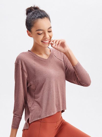 Cheap custom sports t shirts v-neck loose running top - Image 3