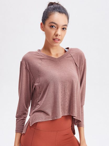 Cheap custom sports t shirts v-neck loose running top - Image 5