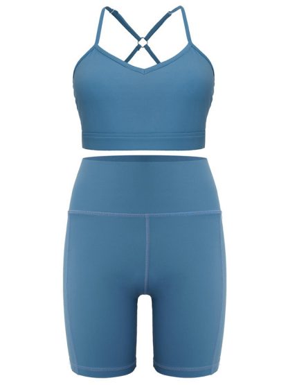 Fitness apparel custom distributors sports bra and shorts set