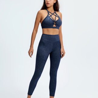 Fitness wear suppliers China sexy cross strap bra and leggings set
