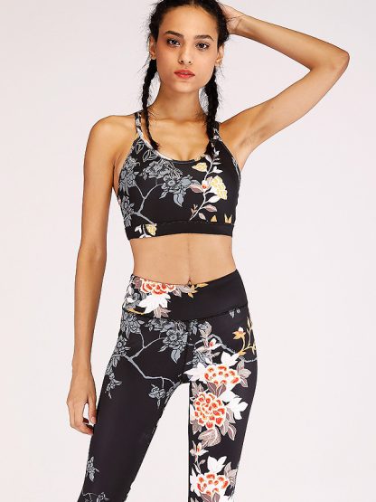 Gym clothing custom china printed strappy sports yoga bra - Image 4