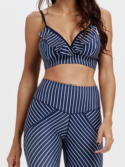 Gym clothing manufacturers china striped fashion activewear set - Image 2