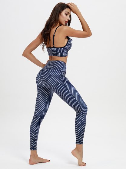 Gym clothing manufacturers china striped fashion activewear set - Image 3