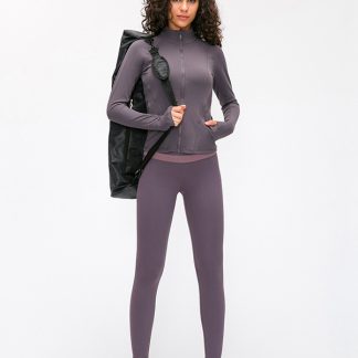 Gym wear custom china reversible brushed yoga track jacket