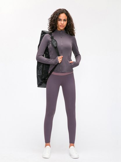 Gym wear custom china reversible brushed yoga track jacket