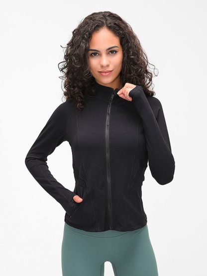 Gym wear custom china reversible brushed yoga track jacket - Image 2