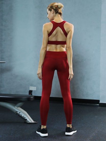 Gym wear manufacturers china v-neck halter women's activewear sets - Image 2
