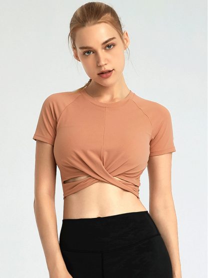 Fitness apparel manufacturers custom short sleeve fit yoga clothing - Image 2