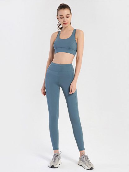 Fitness clothing manufacturer China high waist nude gym wear