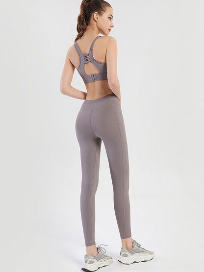 Fitness clothing manufacturer China high waist nude gym wear - Image 2