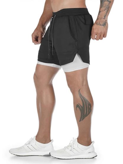 Mens Drawstring Waist 2 In 1 Sweat Jogger Shorts Wholesale