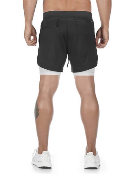 Mens Drawstring Waist 2 In 1 Sweat Jogger Shorts Wholesale - Image 5