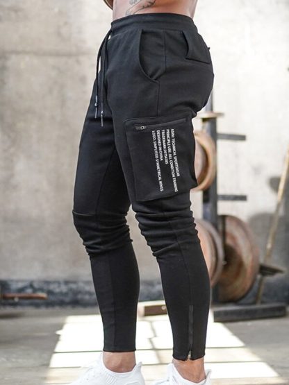 Mens plain track pants wholesale tapered jogging pants with big pockets - Image 2
