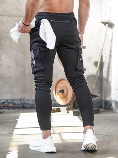 Mens plain track pants wholesale tapered jogging pants with big pockets - Image 3