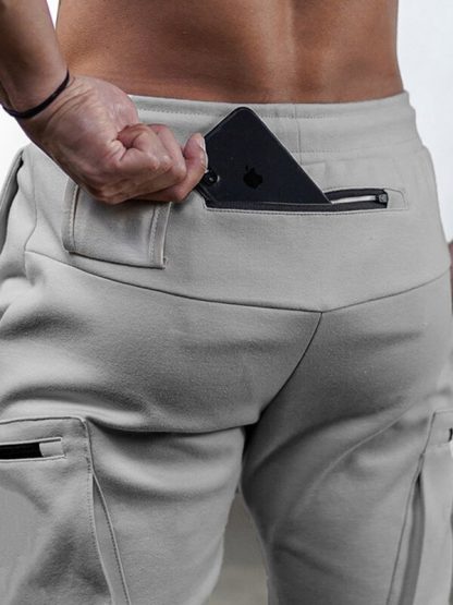 Mens plain track pants wholesale tapered jogging pants with big pockets - Image 4