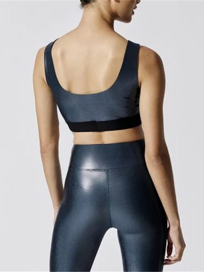 Metallic Sports Bra Wholesale Women Rose Gold Gym Bra - Image 2