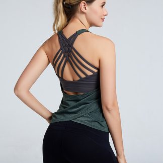 Order custom cotton crossed shoulder yoga tank tops with logos