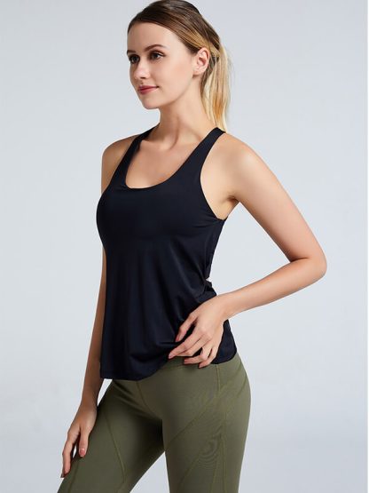 Order custom cotton crossed shoulder yoga tank tops with logos - Image 4