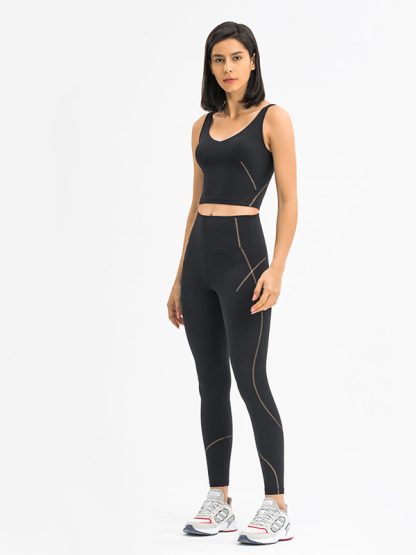 Plain gym wear custom sports bra and leggings set - Image 2